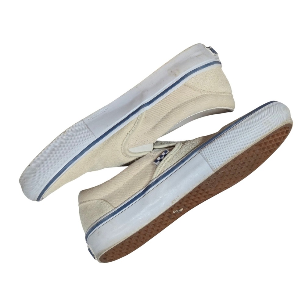 Vans Skateboarding Slip On Skate Shoes PopCush‎ Men's Beige White Size 6
